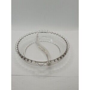 Vintage Candlewick Imperial Clear Glass Divided Relish Dish Beaded Bubble Edge